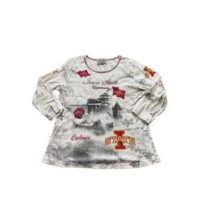 Vintage 90s Iowa State University Football Gemmed Quarter Sleeve Blouse – Size L
